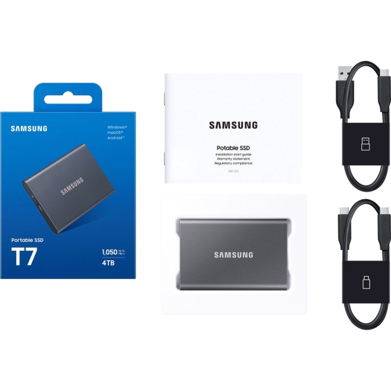 Внешний накопитель Samsung T7, SSD 4 ТБ, USB 3.2 Gen 2 Type-C, чтение 1050 МБ/с, запись 1000 МБ/с, фото 8