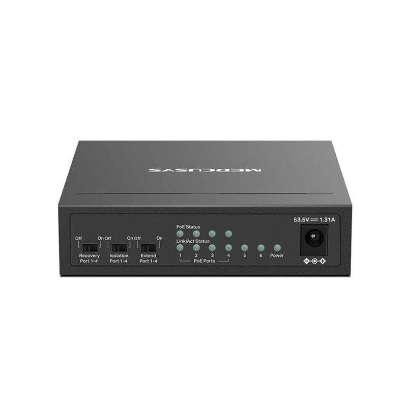PoE-коммутатор Mercusys MS106P неуправляемый, 6 портов 100 Мбит/с, 4 порта PoE+, 67 Вт, фото 3