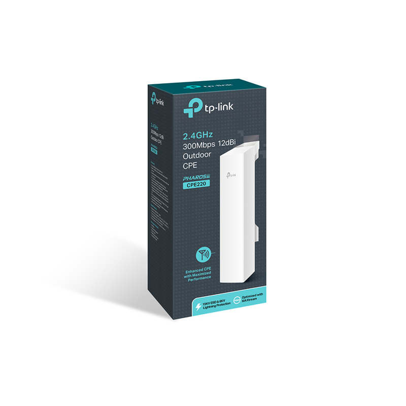 Наружная точка доступа TP-Link CPE220, 2,4 ГГц, 300 Мбит/с, антенна 12 дБи, IPX5, пассивный PoE, фото 5