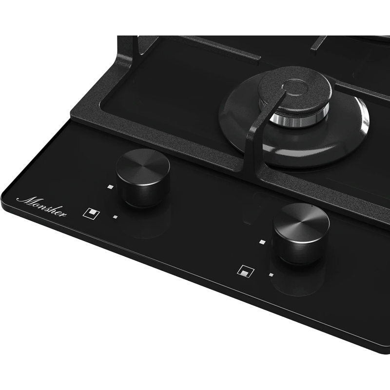 Варочная панель Monsher MGG 33 Noir, газовая, домино 30 см, 2 конфорки с WOK, газ-контроль, чёрная, фото 3