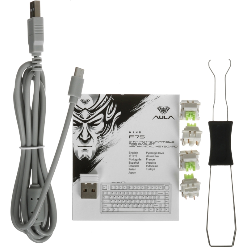 Игровая клавиатура/ Беспроводная механическая клавиатура AULA F75 Comic Keycap зеленые Reaper свитчи (Bluetooth, 2.4 Гц), фото 7
