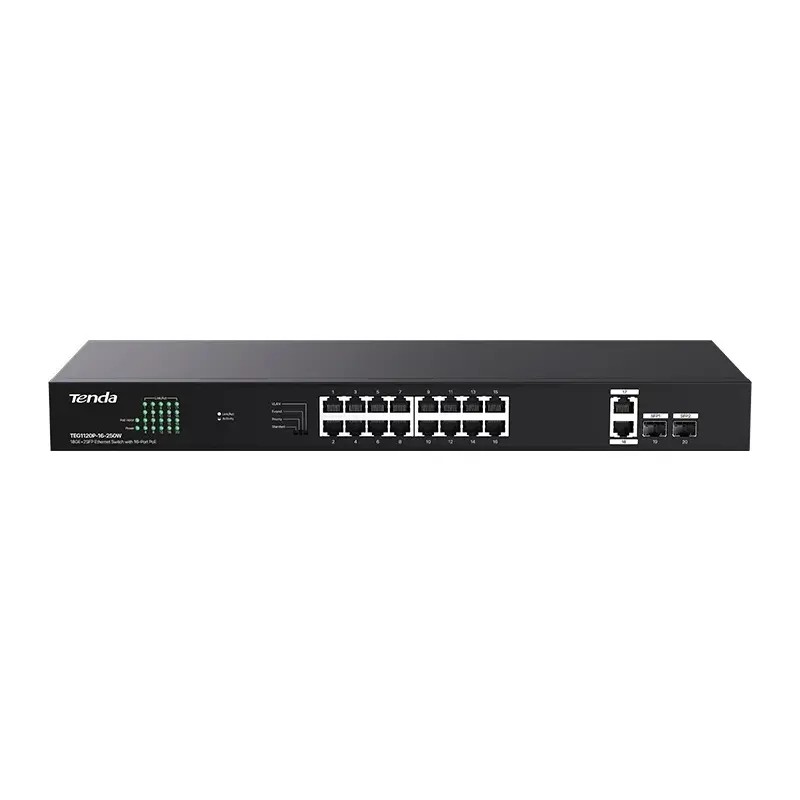 PoE-коммутатор Tenda TEG1120P-16-250W неуправляемый, 18 портов 1 Гбит/с, 2 SFP, PoE 250 Вт, фото 2