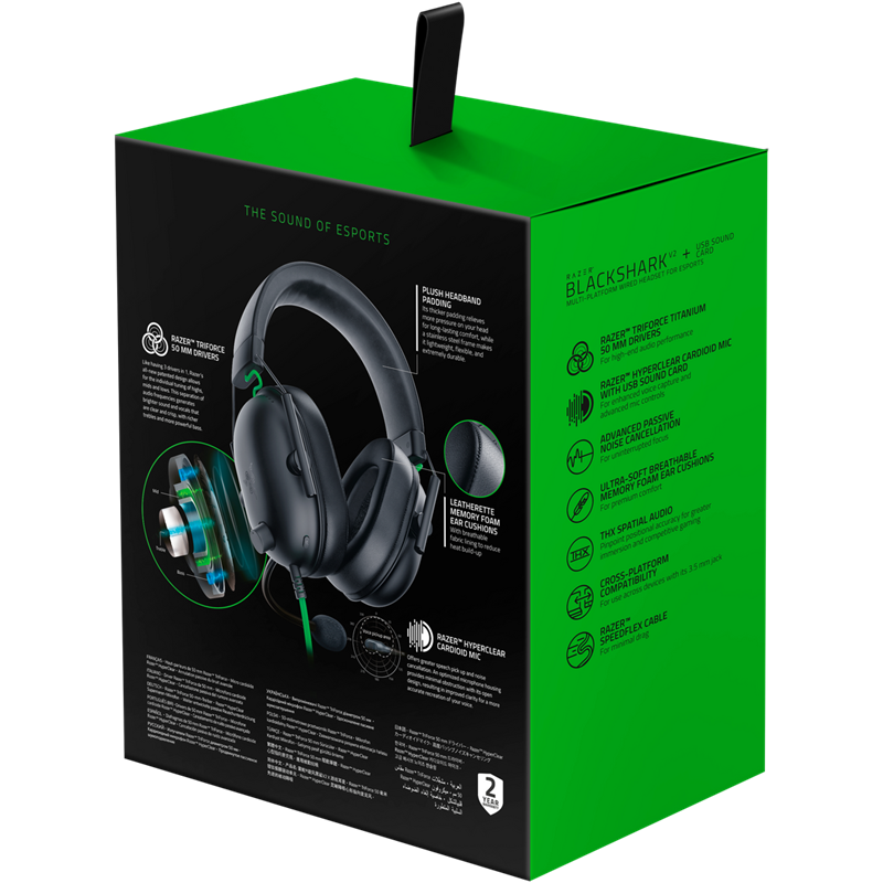 Гарнитура Razer BlackShark V2 X, проводное подключение, Mini-jack, накладные, чёрный, для геймеров, фото 6
