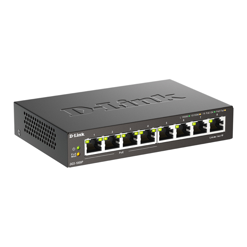 PoE-коммутатор D-Link DGS-1008P/F3A неуправляемый, 8 портов 1 Гбит/с, 4 порта PoE, 60 Вт, фото 2