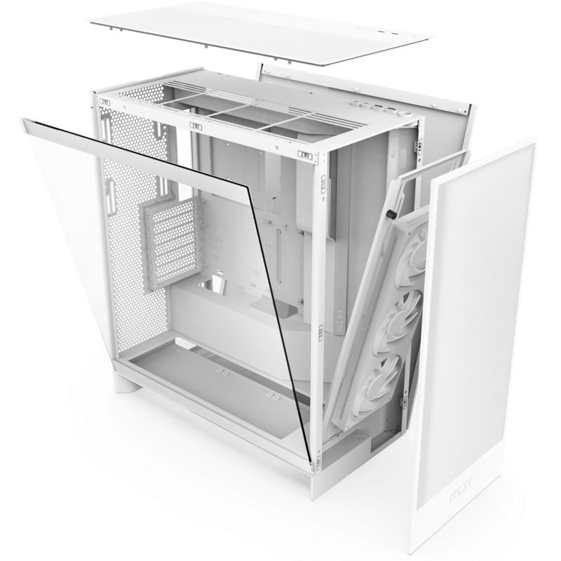 Корпус ПК без блока Case NZXT H7 Flow RGB, Midi-Tower, TG, 3x120mm RGB, 2xUSB-A 3.2 + 1xUSB-C 3.2, E-ATX, ATX, mATX, mITX White, фото 6