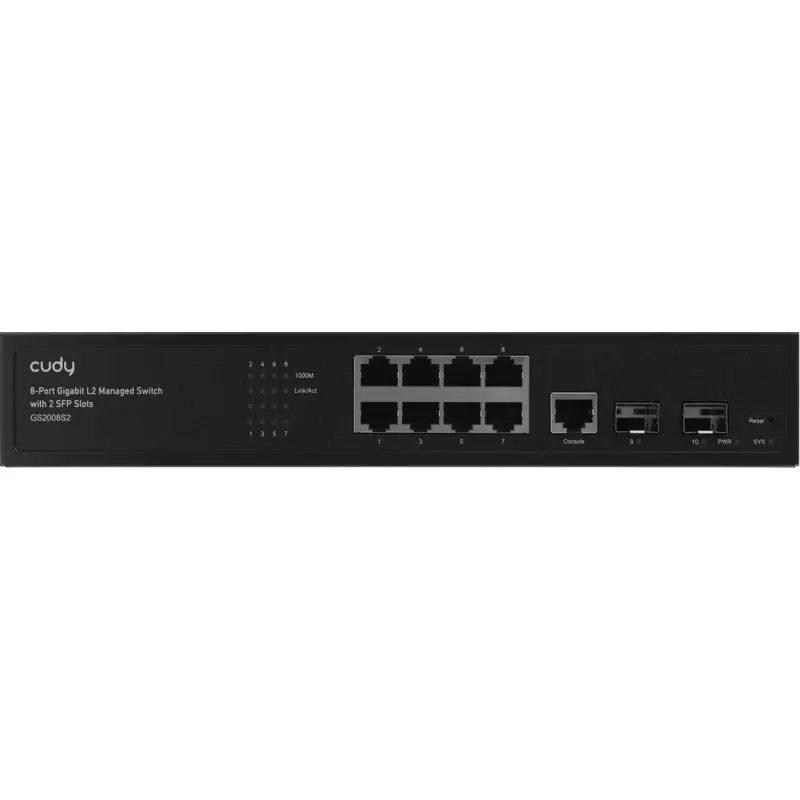 Коммутатор Cudy GS2008S2 управляемый L2, 8 портов 1 Гбит/с, 2 SFP, без вентилятора, фото 5