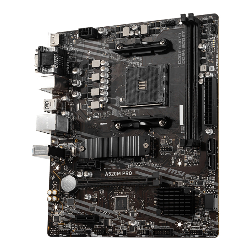 Материнская плата MSI AMD A520 sAM4, AM4, mATX, DDR4, DIMM, 64 ГБ ОЗУ, A520MPRO, фото 3