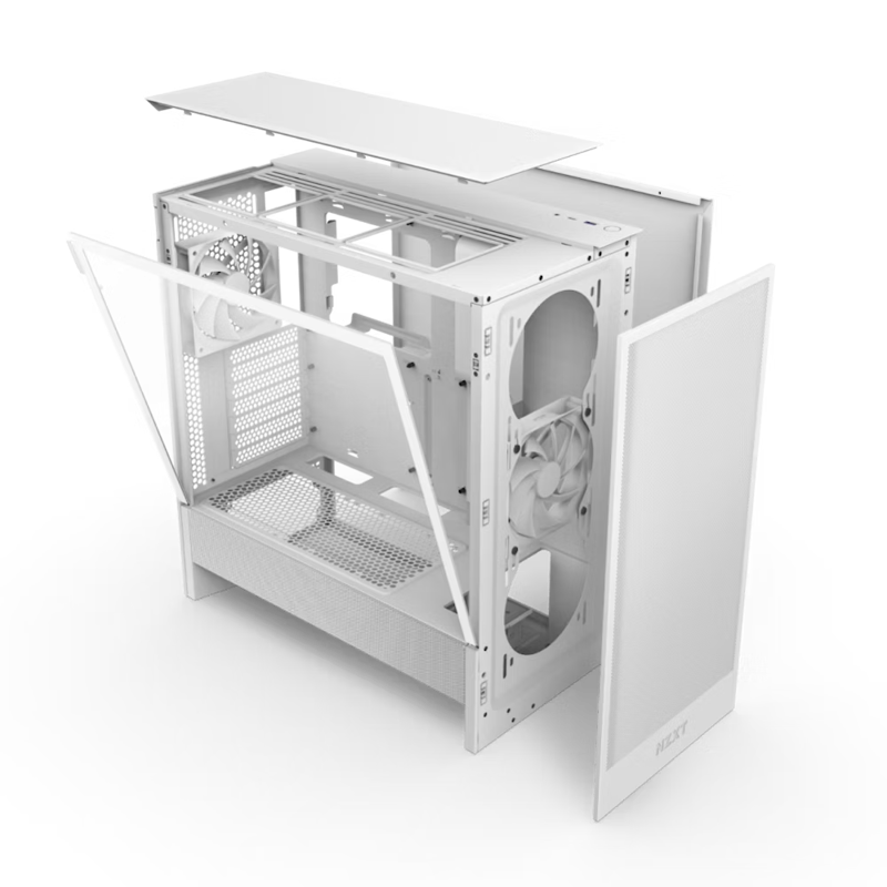 Корпус ПК без блока Case NZXT H5 Flow (2024), Midi-Tower, TG, 1x120mm, 1xUSB-A 3.2 + 1xUSB-C 3.2, E-ATX, ATX, mATX, mITX White, фото 5