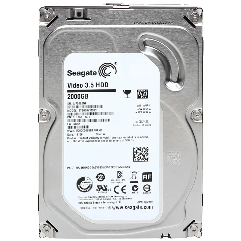 Жёсткий диск восстановленный HDD Seagate SATA3 2Tb Video 5900 RPM 64Mb (Used 20 000–45 000 operational hours) (Seagate ST2000VM003), фото 2