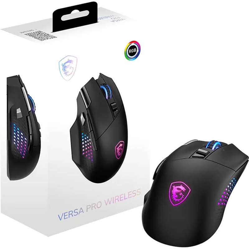 Мышь MSI VERSA PRO W, USB-A, Bluetooth, радиоканал, 26000 dpi, чёрный, подсветка, фото 5