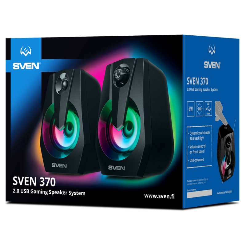 Колонки АС SVEN 370, черный (6 Вт, питание USB, подсветка) (Sven SV-020552), фото 5