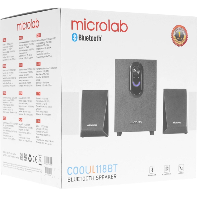 Акустическая система Колонки Microlab COOUL118BT, 11 Вт, проводное и беспроводное подключение, фото 8