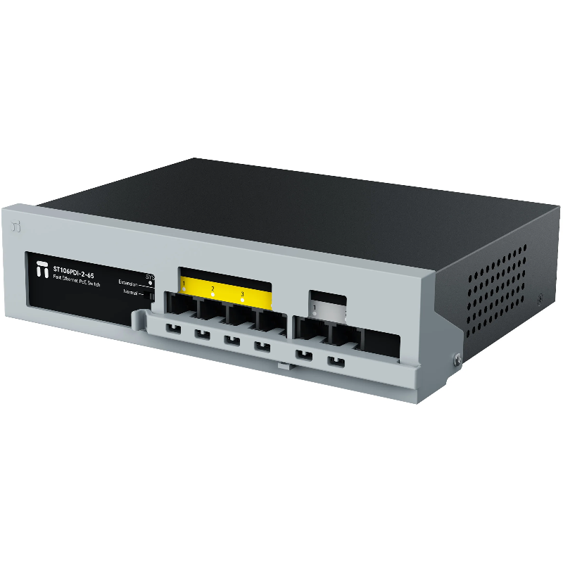 Коммутатор Неуправляемый PoE коммутатор Fast Ethernet netis ST106PDI-2-65, 4 порта 100 Мбит/с PoE+, 2 порта 100 Мбит/с RJ45 Uplink, БП 65 Вт (Netis ST106PDI-2-65), фото 3