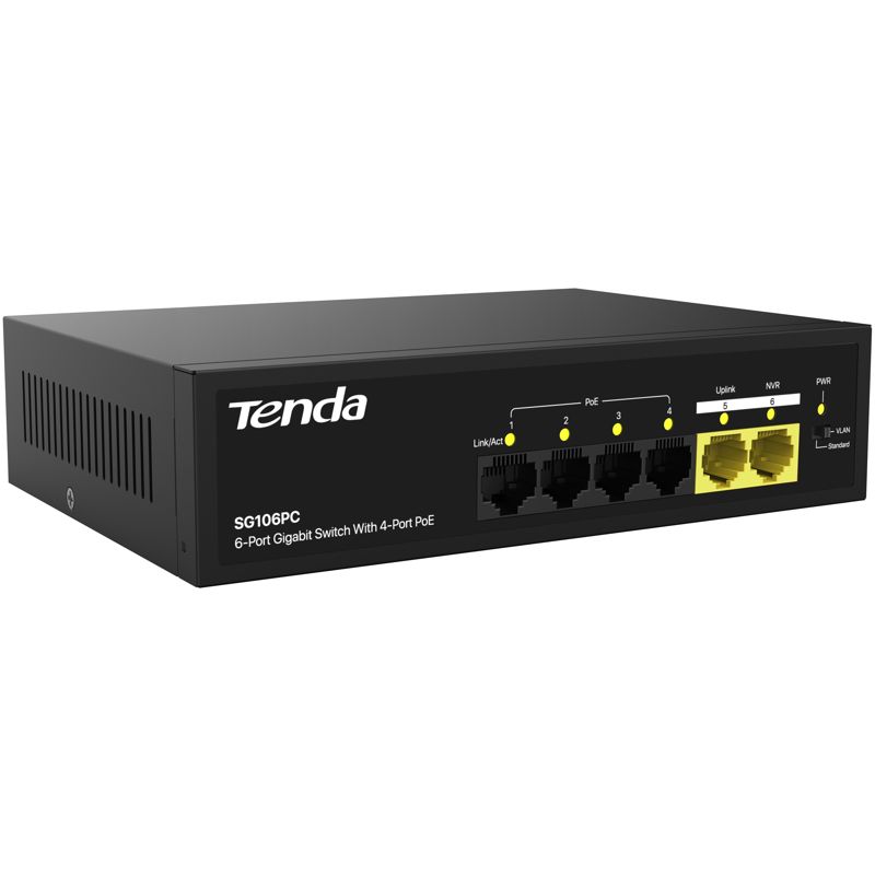 PoE-коммутатор Tenda SG106PC неуправляемый, 6 портов 1 Гбит/с, 4 порта PoE, фото 2