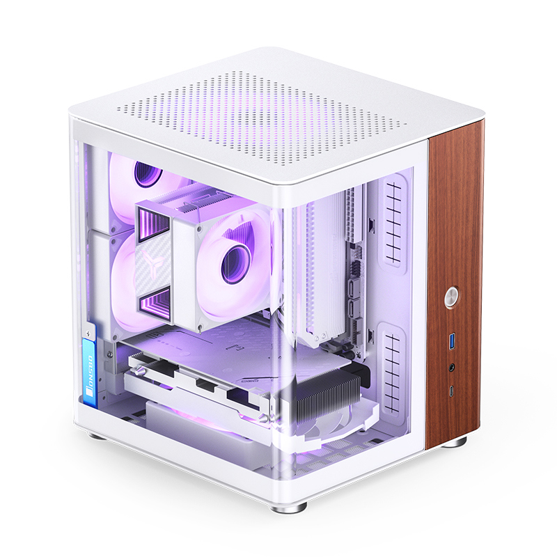 Корпус для ПК Jonsbo TK-0, Desktop SFF, белый, под mITX, материал алюминий, дерево и др., фото 2