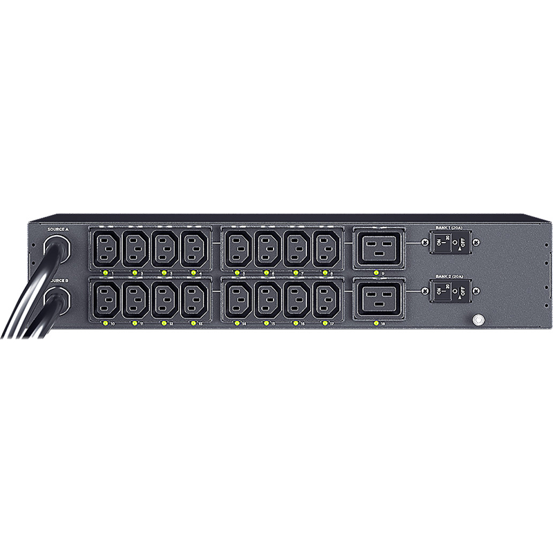 Блок распределения питания CyberPower PDU44302 с ATS, 2U, 32 А, вилка IEC 309, 16 розеток C13 и 2 C19, фото 3