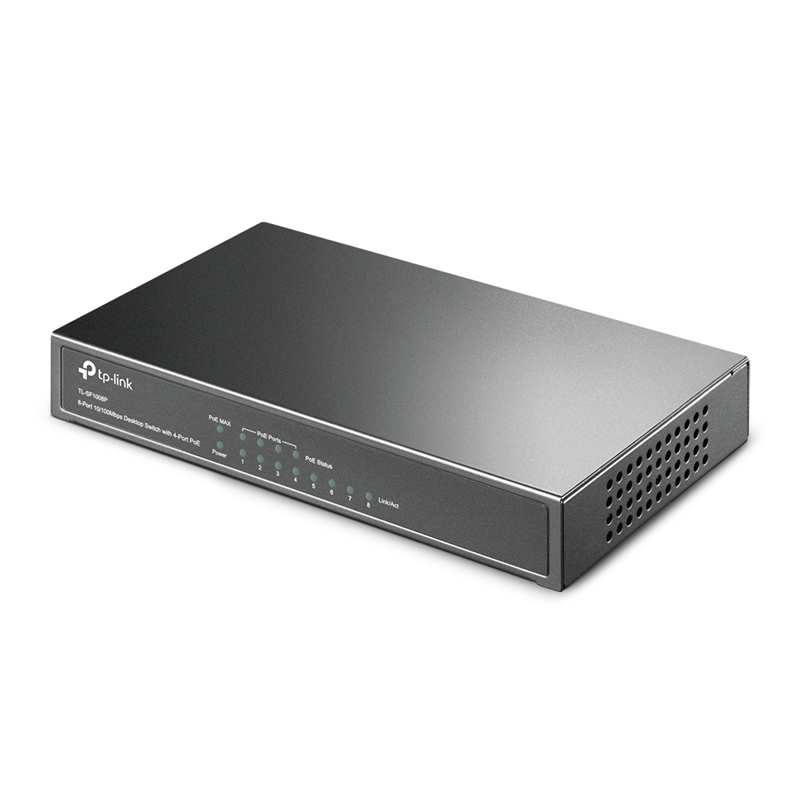 Коммутатор TP-Link TL-SF1008P неуправляемый, 8 портов 100 Мбит/с, 4 порта PoE, 57 Вт, фото 3