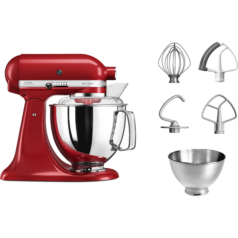 Планетарный миксер KitchenAid Artisan 5KSM175PSEER, чаши 4,8 и 3 л, 300 Вт, красный, фото 3