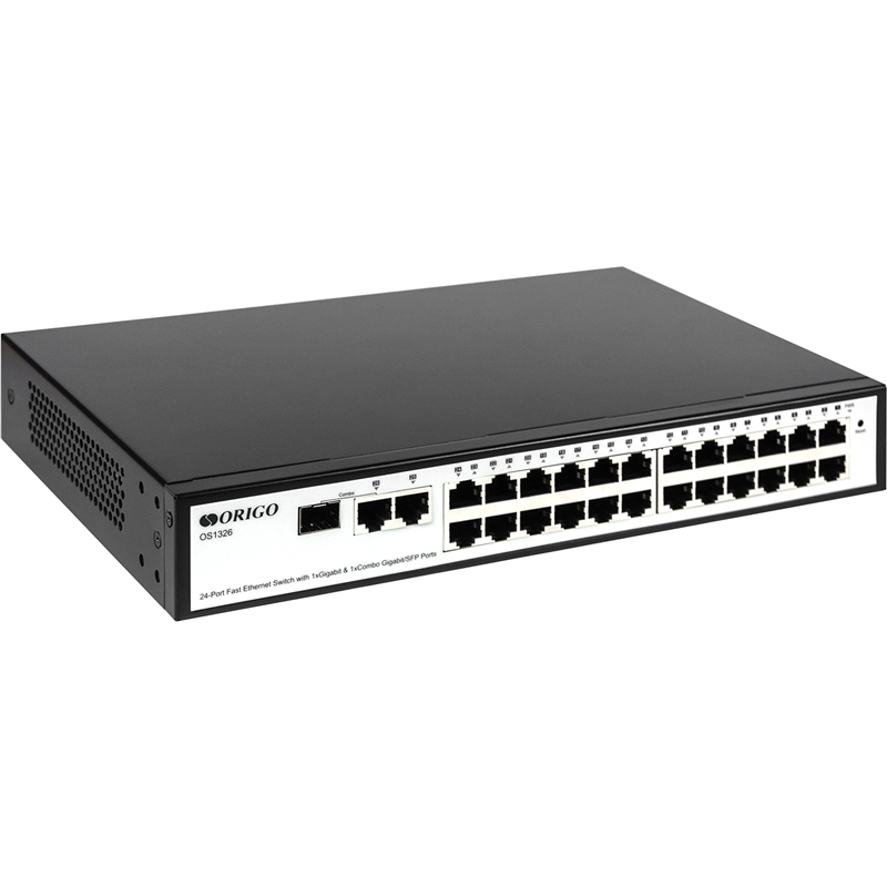 Коммутатор Origo OS1326 смарт, 24 порта 100 Мбит/с, 2 гигабитных порта, 1 комбо SFP, 19″, фото 2