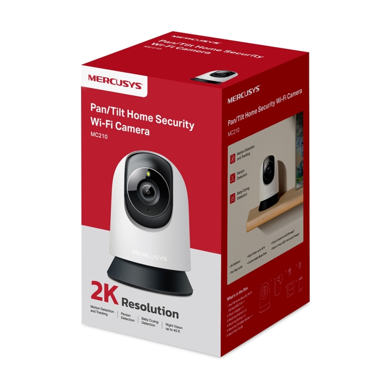 IP-камера Mercusys MC210 поворотная, для дома, 3 Мп, Wi-Fi, ИК-подсветка 12 м, microSD до 512 ГБ, фото 2