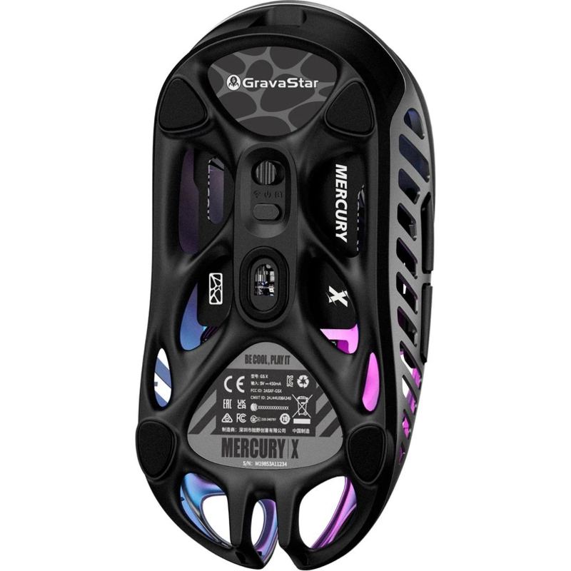 Мышь Gravastar Mercury X GRY, USB-C, Bluetooth, радиоканал, 32000 dpi, серый, подсветка, фото 5