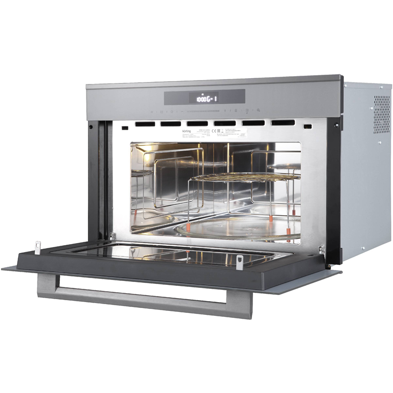 Встраиваемая микроволновая печь Korting KMI 830 GBXGr, 34 л, 900 Вт, гриль, откидная дверца, серое стекло, фото 3