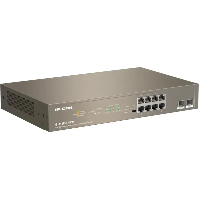 PoE-коммутатор Tenda G1110P-8-150W неуправляемый, 8 портов PoE 1 Гбит/с, 2 SFP, 130 Вт, фото 2
