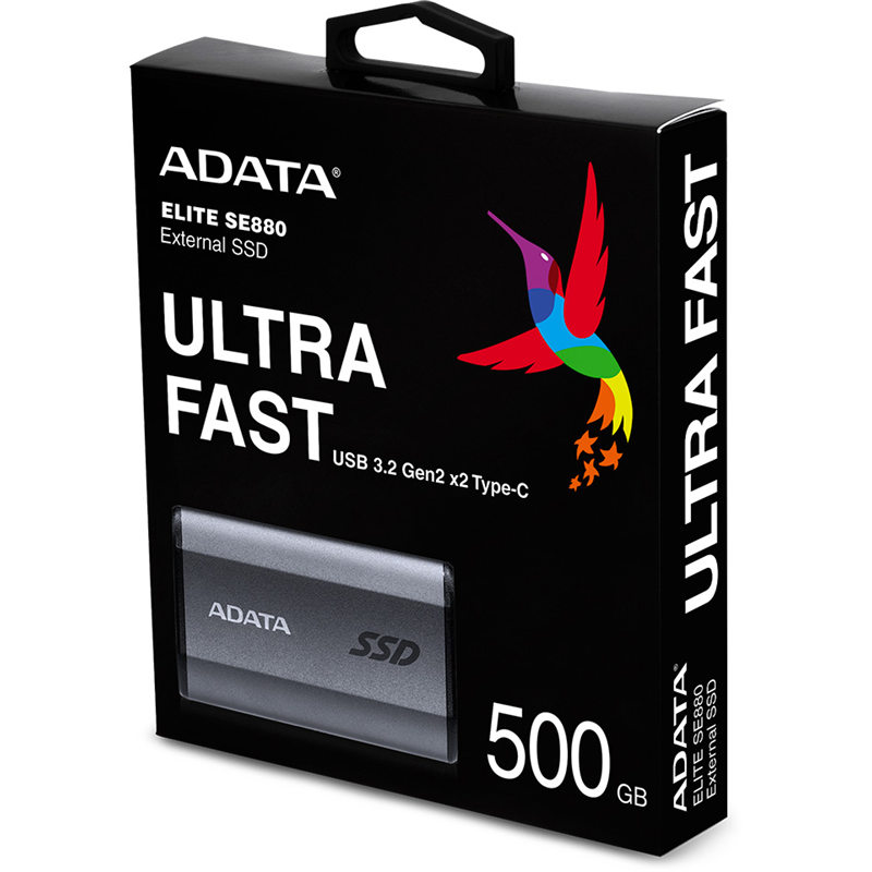 Внешний SSD ADATA SE880, 500GB, Type-C, USB 3.2 Gen2х2, up to R/W 2000/2000 MB/s, 64.8x35x12.5mm, Titanium Gray (ADATA AELI-SE880-500GCGY), фото 8