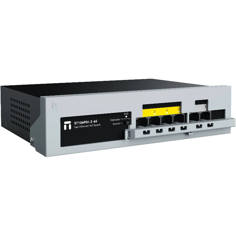 Коммутатор Неуправляемый PoE коммутатор Fast Ethernet netis ST106PDI-2-65, 4 порта 100 Мбит/с PoE+, 2 порта 100 Мбит/с RJ45 Uplink, БП 65 Вт (Netis ST106PDI-2-65), фото 2