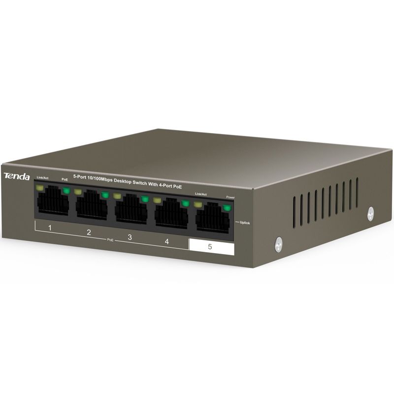 PoE-коммутатор Tenda TEF1105P-4-63W неуправляемый, 5 портов 100 Мбит/с, 4 порта PoE, фото 3
