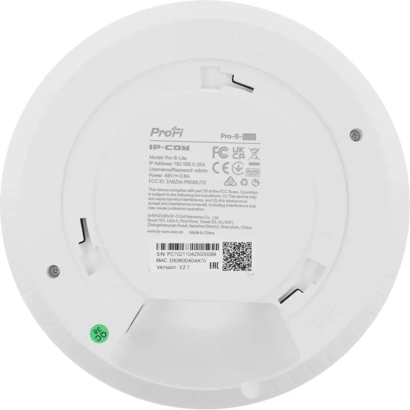 Точка доступа Tenda IP-COM PRO-6-LITE, Wi-Fi 6, AX3000, MU-MIMO, порт 1 Гбит/с, PoE, фото 6