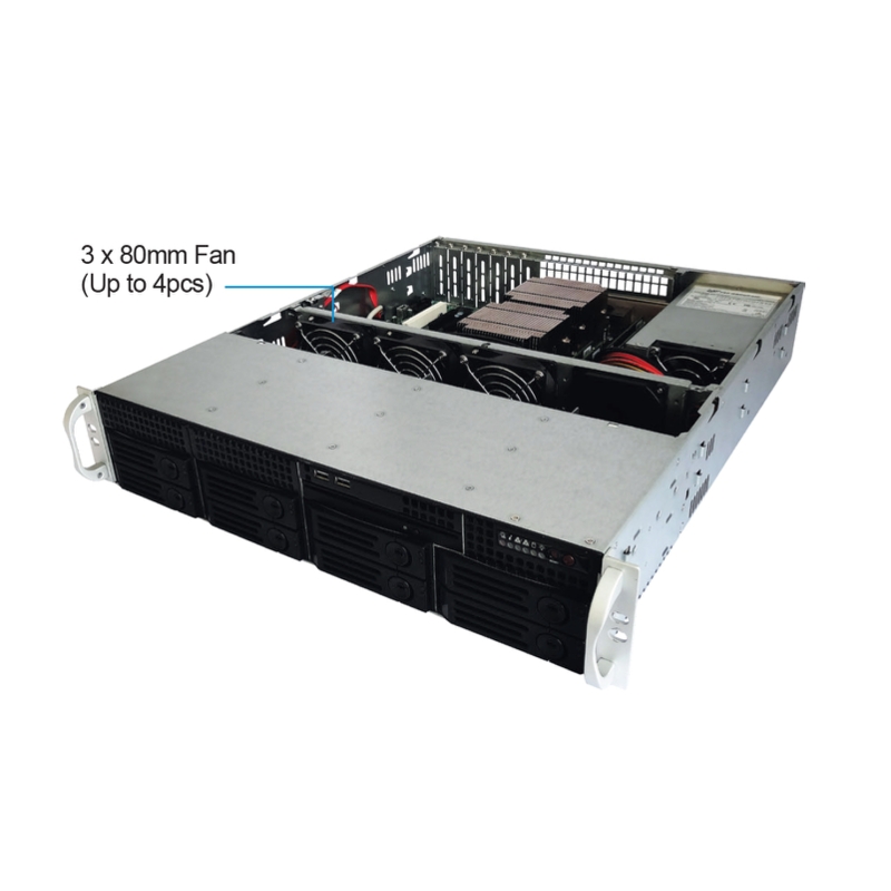 Серверный корпус 2U chasis, 21" depth with 3.5" x 8bays, BPN: 12G SAS/SATA, RPSU 800W with AC-R50 Slide Rail, wigth 17.2", Short depth (Ablecom CS-R25-37P), фото 4