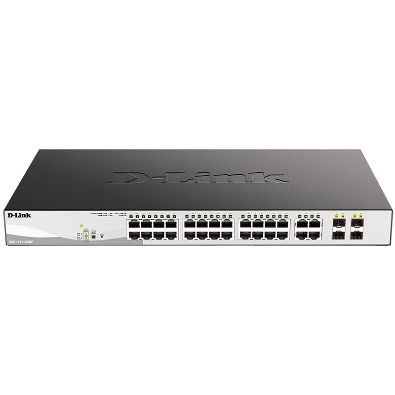 Коммутатор D-Link DGS-1210-28MP/F смарт L2, 24 порта PoE 1 Гбит/с, 4 комбо SFP, 370 Вт, фото 2