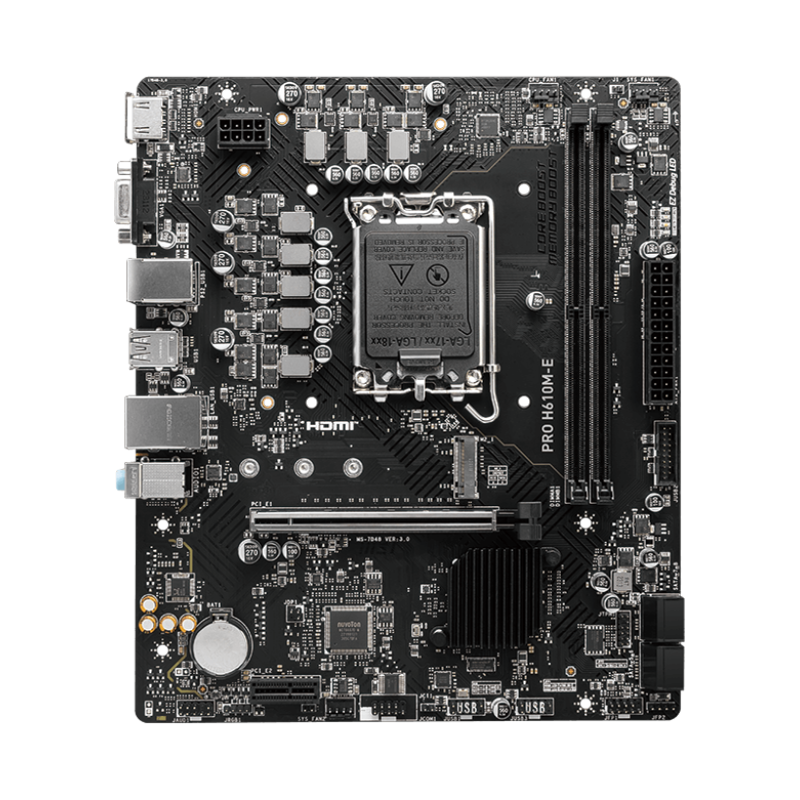 Материнская плата MSI INTEL H610 s1700, LGA1700, mATX, DDR5, DIMM, 96 ГБ ОЗУ, фото 3