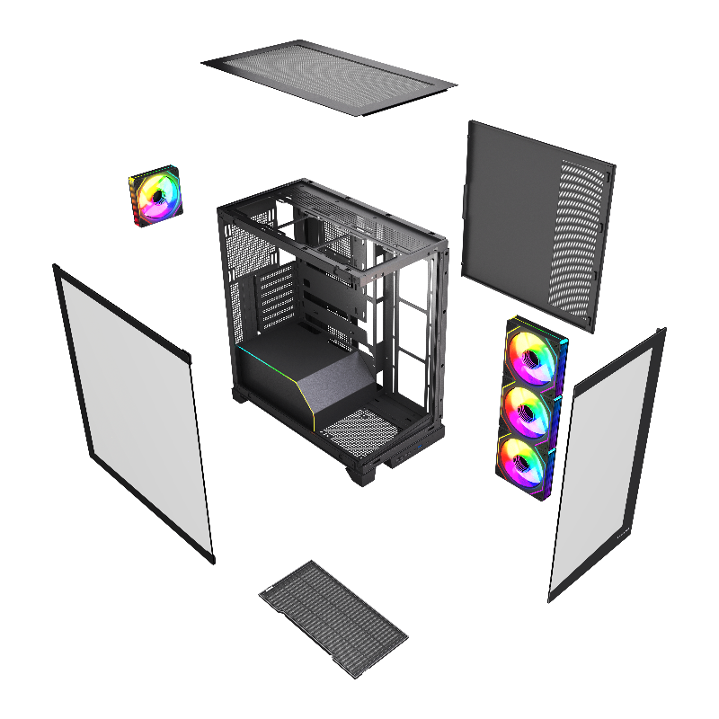 Корпус для ПК Hspd F550, Midi Tower, чёрный, под ATX, mATX, mITX, F550-TGBK-ARGB, фото 6
