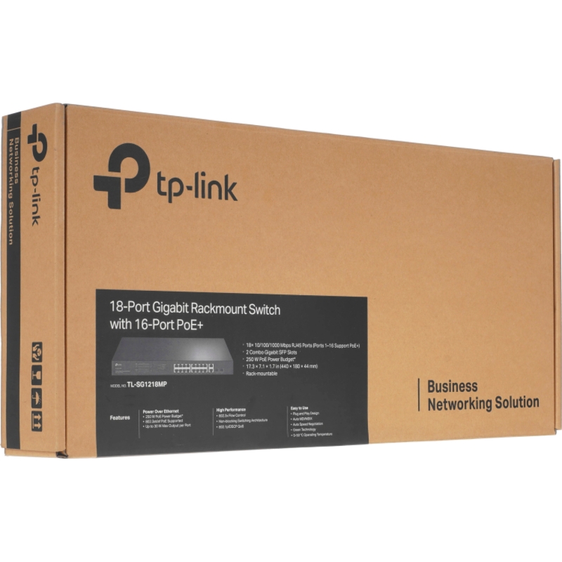 Коммутатор TP-Link TL-SG1218MP неуправляемый, 18 портов 1 Гбит/с, из них 16 PoE+, 2 комбо-порта SFP, фото 7