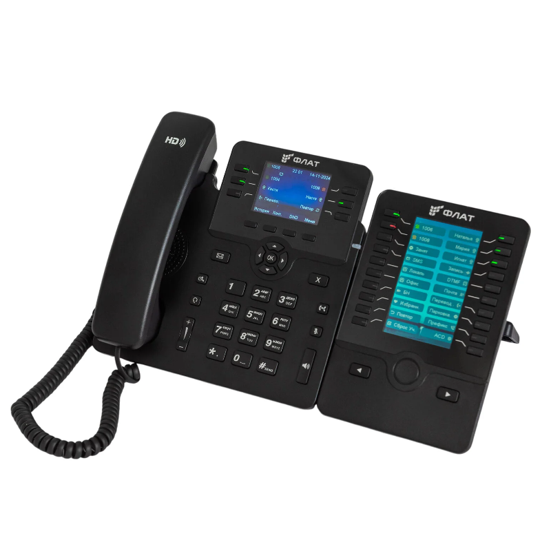 ЖК-дисплей, адаптер питания ФЛАТ-ПРО - Российское VOIP оборудование. Flat-Phone B6: 6 SIP-аккаунтов, фото 4