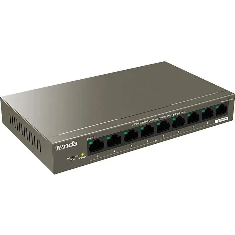 PoE-коммутатор Tenda TEG1109P-8-102W неуправляемый, 9 портов 1 Гбит/с, 8 PoE, 92 Вт, фото 2