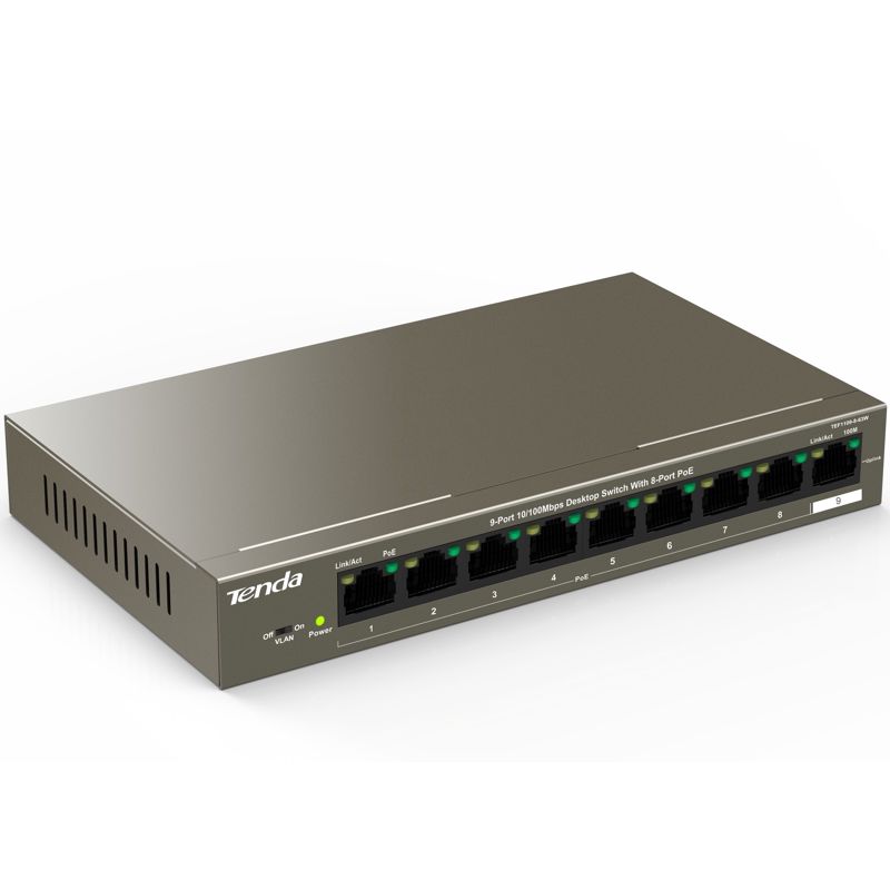 PoE-коммутатор Tenda TEF1109P-8-63W неуправляемый, 9 портов 100 Мбит/с, 8 портов PoE, фото 2