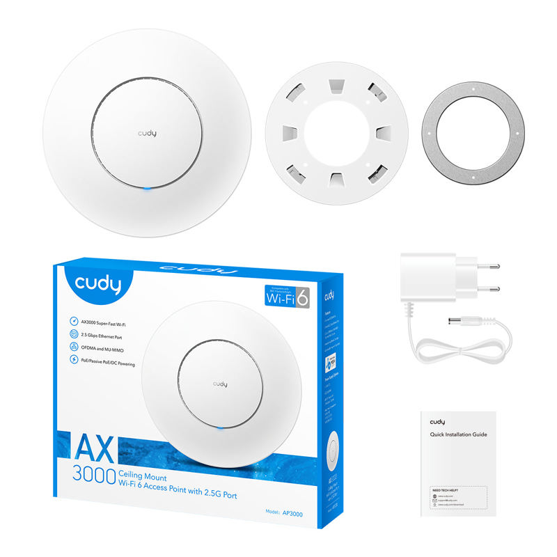 Потолочная точка доступа Cudy AP3000, Wi-Fi 6, AX3000, порт 2,5 Гбит/с, PoE 802.3at, фото 5