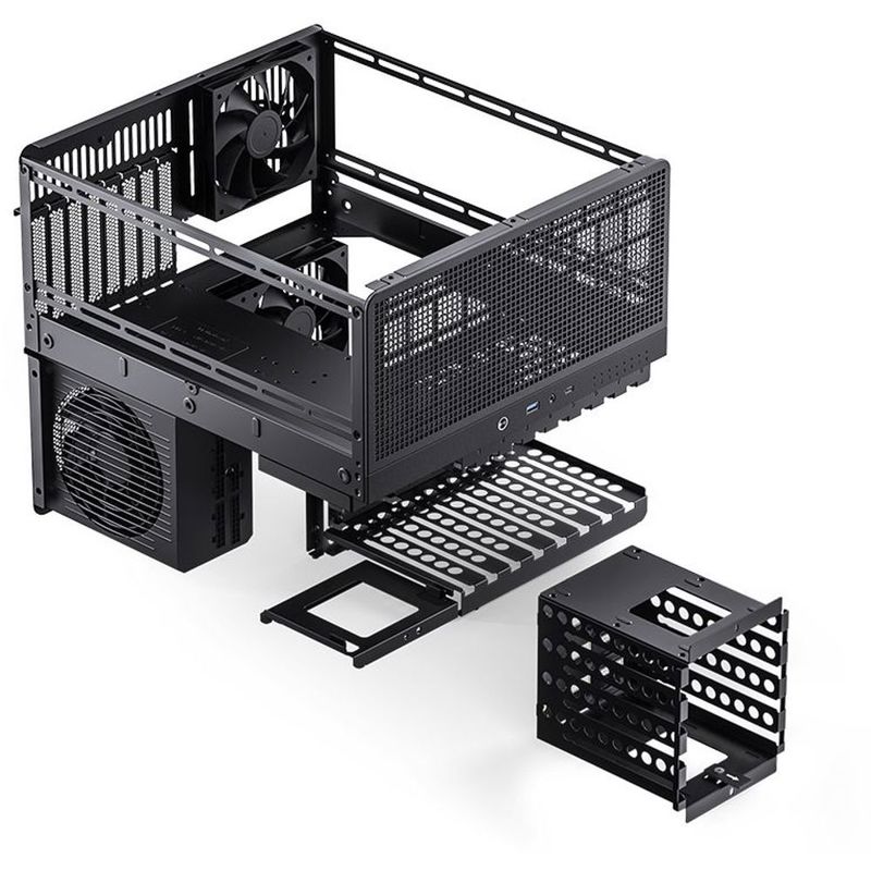 Корпус для ПК Jonsbo N5, Mini Tower, чёрный, под ATX, E-ATX, mATX, Mini-ITX, материал алюминий, дерево, сталь, фото 29