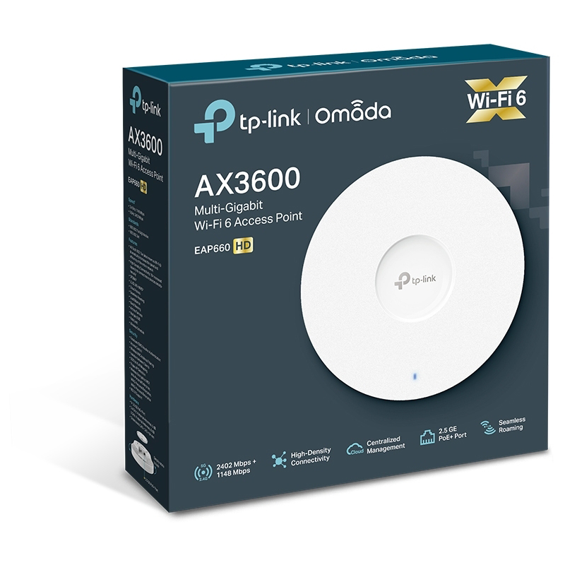 Потолочная точка доступа TP-Link EAP660 HD, Wi-Fi 6, 2402 + 1148 Мбит/с, порт 2,5 Гбит/с, PoE 802.3at, фото 6