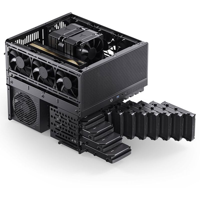 Корпус для ПК Jonsbo N5, Mini Tower, чёрный, под ATX, E-ATX, mATX, Mini-ITX, материал алюминий, дерево, сталь, фото 13