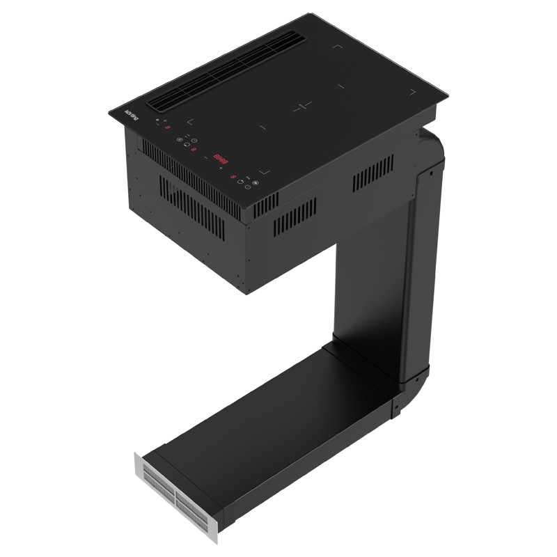 Варочная панель Korting HIBH 40980 NB, индукционная со встроенной вытяжкой, 39 см, 2 конфорки, чёрная, фото 2