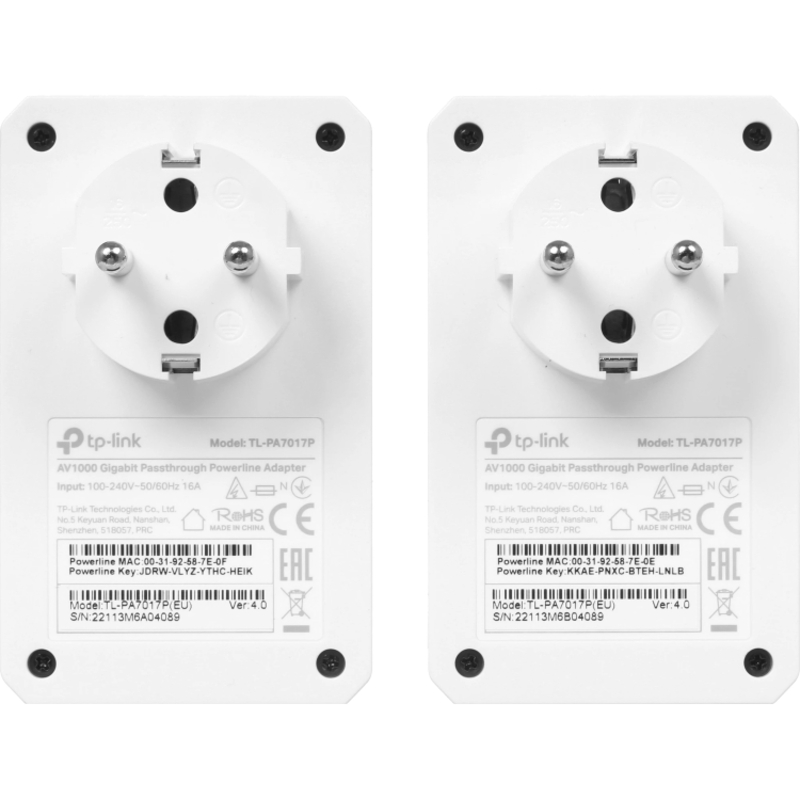 Комплект Powerline-адаптеров TP-Link TL-PA7017P KIT AV1000 с розеткой, 2 шт., 1 Гбит/с, фото 4
