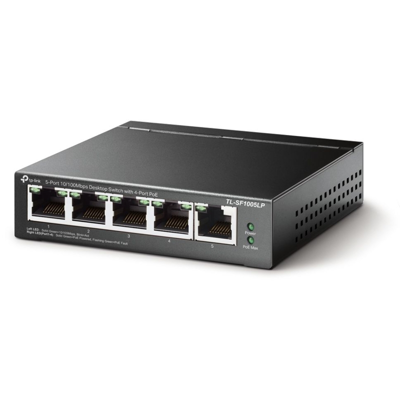 Коммутатор TP-Link TL-SF1005LP неуправляемый, 5 портов 100 Мбит/с, 4 порта PoE, бюджет 41 Вт, фото 2