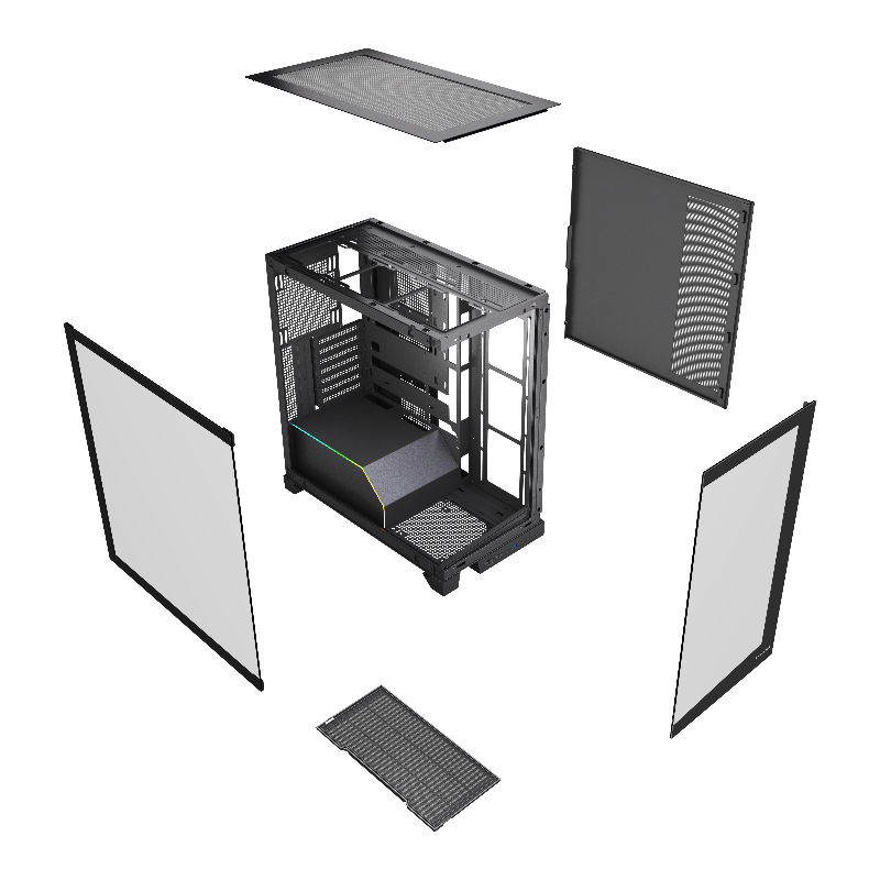Корпус для ПК Hspd F550, Midi Tower, чёрный, под ATX, mATX, mITX, материал закалённое стекло, сталь, фото 8