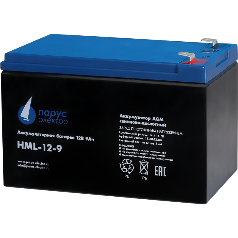 Батарея для ИБП Парус электро HML-12-9, 12 В, 9 А·ч, фото 2