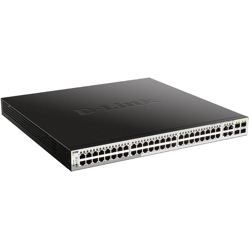 Коммутатор D-Link DGS-1210-52MP/FL управляемый L2, 48 портов PoE 1 Гбит/с, 4 комбо SFP, 370 Вт, фото 2