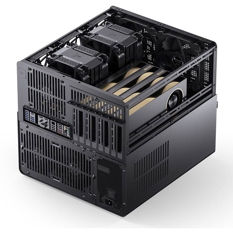 Корпус для ПК Jonsbo N5, Mini Tower, чёрный, под ATX, E-ATX, mATX, Mini-ITX, материал алюминий, дерево, сталь, фото 21